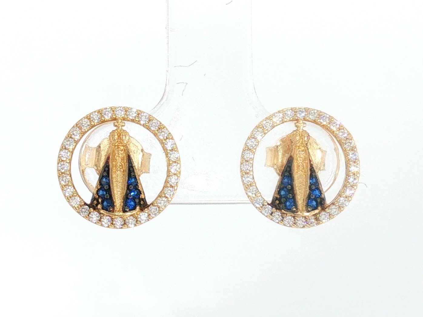 Aretes en Oro amarillo 18k con Circonia — Aretes — Oro amarillo 18k