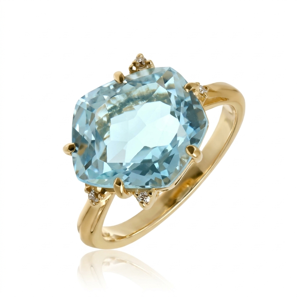 Ring in Yellow Gold 18k with Blue Topaz — Rings — Yellow Gold 18k
