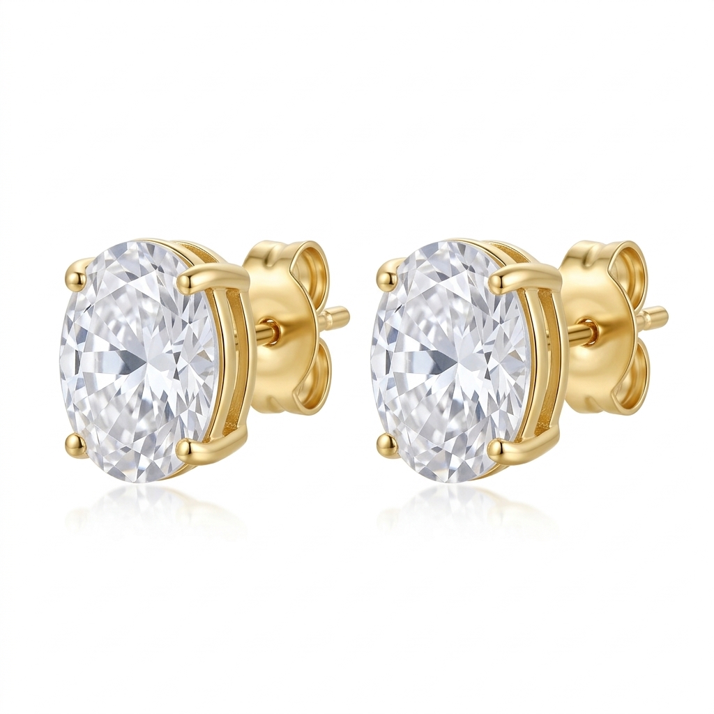 Earrings in Yellow Gold 18k with Cubic Zirconia — Earrings — Yellow Gold 18k