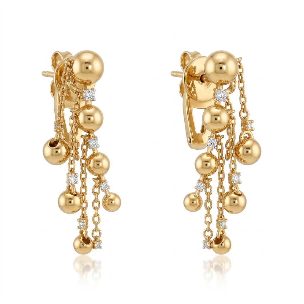 Earrings in Yellow Gold 18k with Diamond — Earrings — Yellow Gold 18k