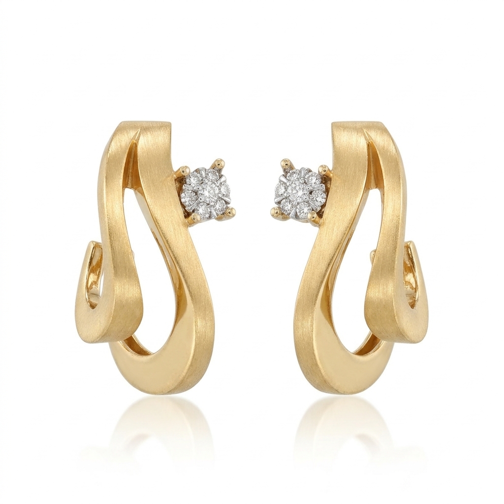 Aretes en Oro amarillo 18k con Diamante — Aretes — Oro amarillo 18k