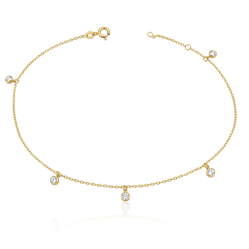 Tobillera en Oro amarillo 18k con Circonia — Tobilleras — Oro amarillo 18k